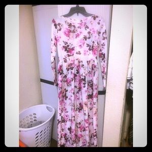 White Flower Print Dress